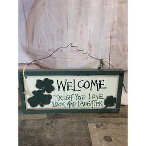 Welcome‎ Irish love luck and laughter St Patrick's Day Clover wooden sign decor